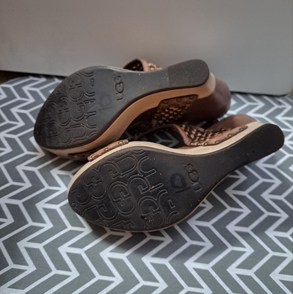 UGG Assia Wedge Platform Sandal Wedge Heels Chocolate Woven 5.5 - Picture 5 of 14